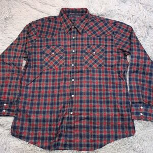 Vintage Buckingham Shirt Mens XL Blue Plaid Pearl Snap Up Western Rodeo Rancher